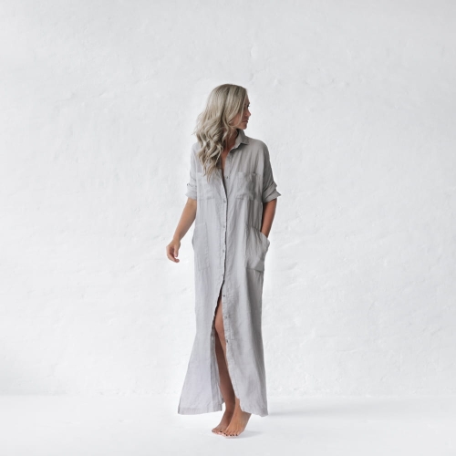 Linen shirt dress grey