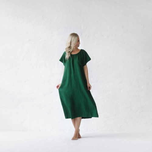 Linen dress boho green