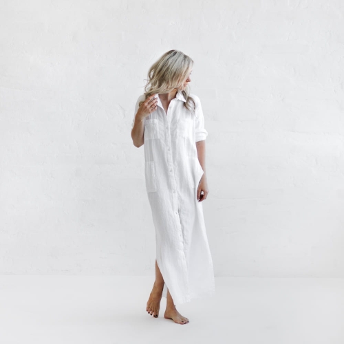 Linen shirt dress white