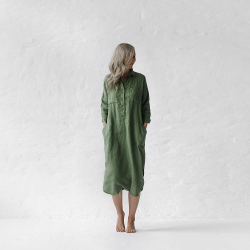 knee length dresses for ladies Emily McCarthy-Seaside Linen Hampton Dress Xs