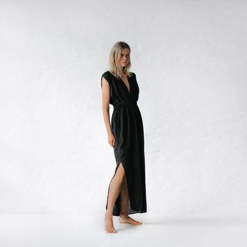 Linen column dress black Linen column dress black