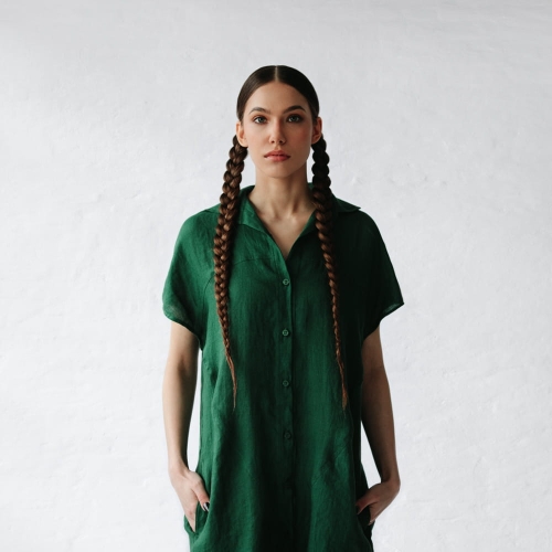 Linen shirt dress Jovi green