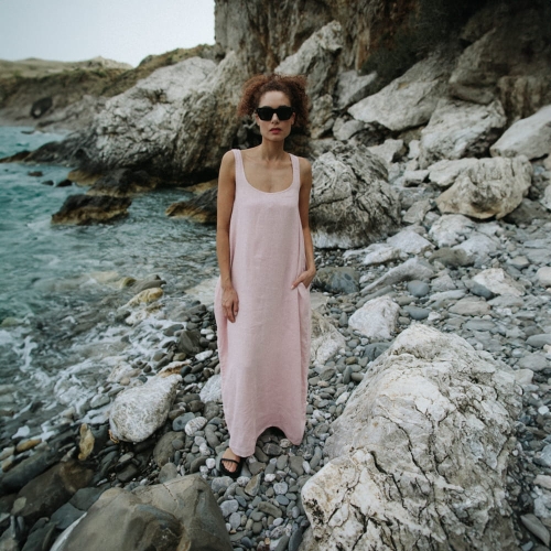 Linen dress Oya pink