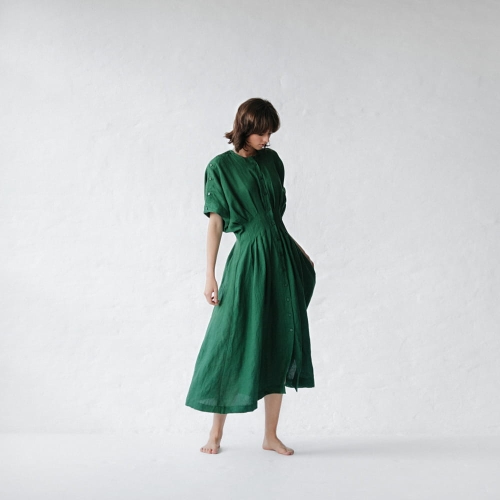Linen dress Salvia green Seaside Tones