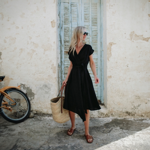 Linen dress Ayu neon black