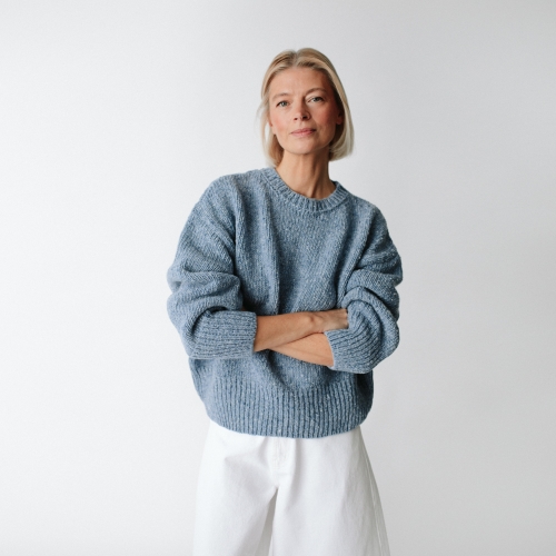 Sweter 100% MERINO błękitny