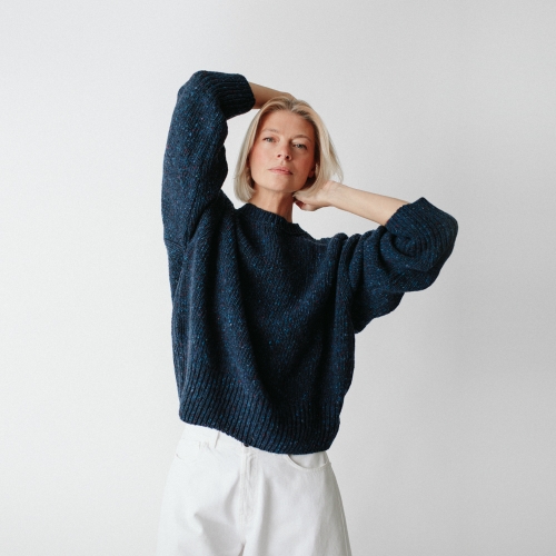 Sweter 100% MERINO kobaltowy