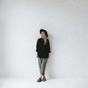 Lniana koszula czarna SST-041